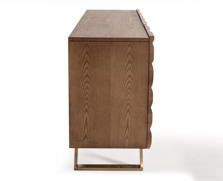 Modrest Finley Modern Walnut & Gold Buffet - MONAVILLA