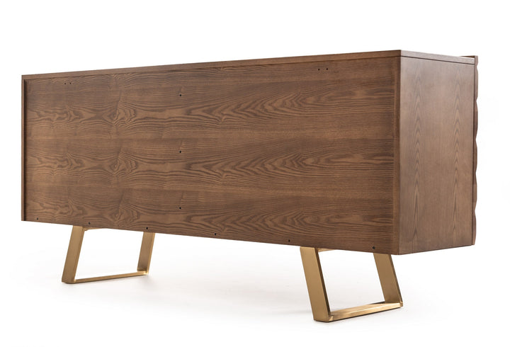 Modrest Finley Modern Walnut & Gold Buffet - MONAVILLA