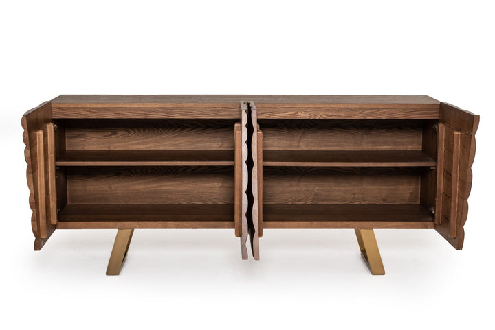 Modrest Finley Modern Walnut & Gold Buffet - MONAVILLA