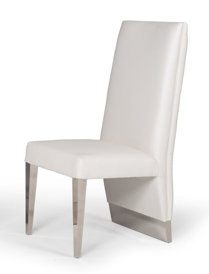 Modrest Kilson Modern White Leatherette & Stainless Steel Dining Chair (Set of 2) - MONAVILLA