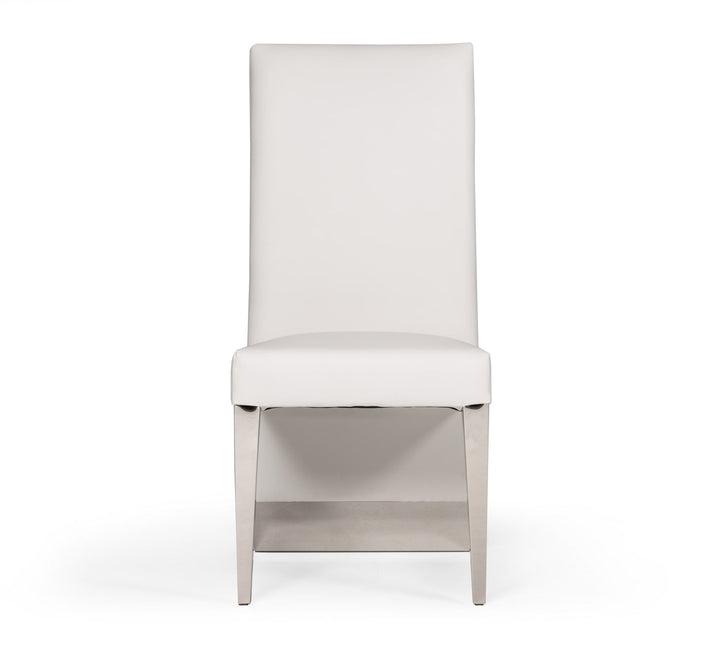Modrest Kilson Modern White Leatherette & Stainless Steel Dining Chair (Set of 2) - MONAVILLA