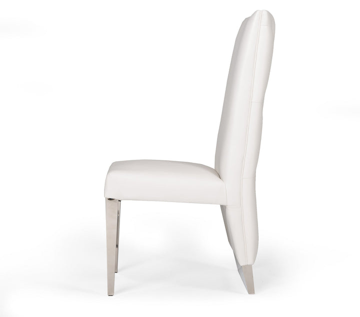 Modrest Kilson Modern White Leatherette & Stainless Steel Dining Chair (Set of 2) - MONAVILLA