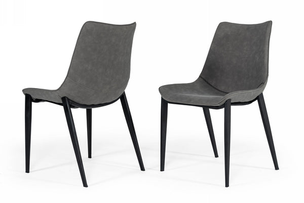 Modrest Frasier Modern Grey Eco Leather Dining Chair (Set of 2 ) - MONAVILLA