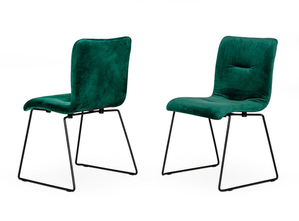 Modrest Yannis Modern Green Fabric Dining Chair (Set of 2) - MONAVILLA
