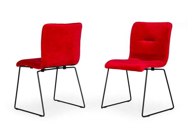 Modrest Yannis Modern Red Fabric Dining Chair (Set of 2) - MONAVILLA