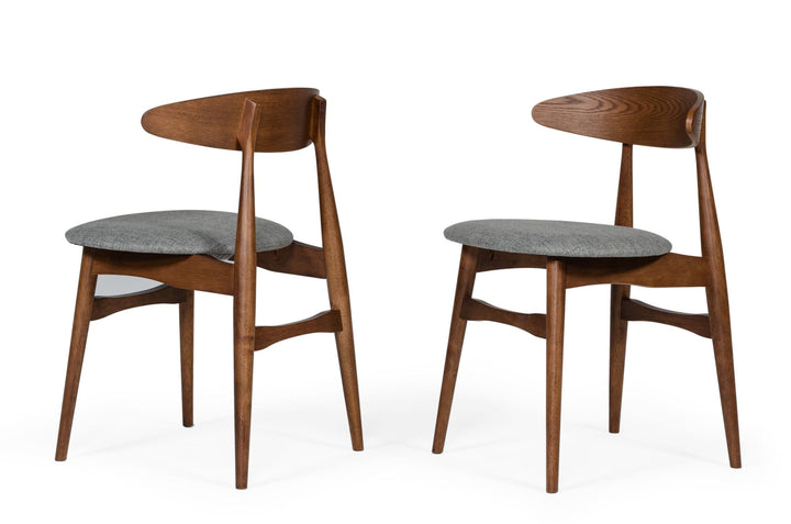 Modrest Prospect Modern Grey Fabric & Walnut Dining Chair (Set of 2) - MONAVILLA