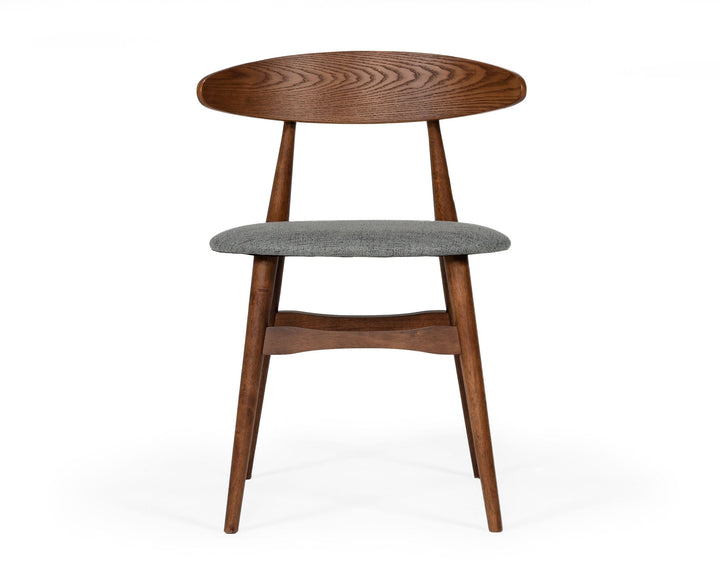 Modrest Prospect Modern Grey Fabric & Walnut Dining Chair (Set of 2) - MONAVILLA