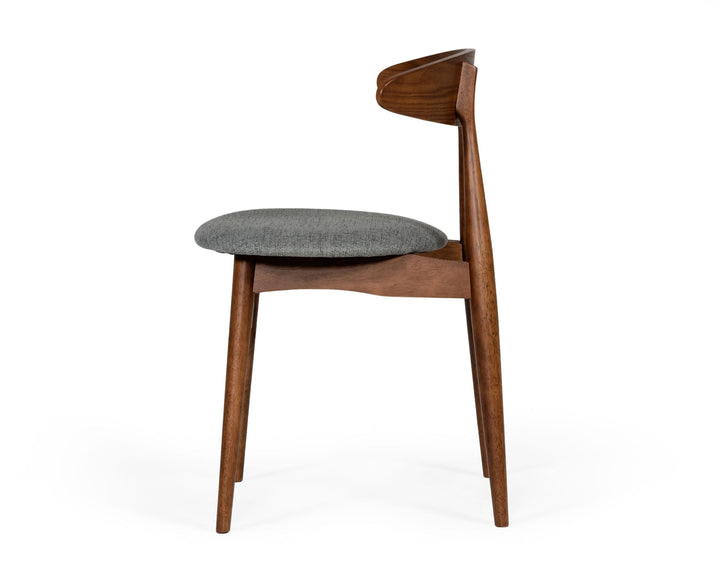 Modrest Prospect Modern Grey Fabric & Walnut Dining Chair (Set of 2) - MONAVILLA