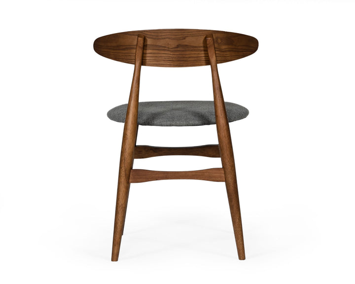 Modrest Prospect Modern Grey Fabric & Walnut Dining Chair (Set of 2) - MONAVILLA