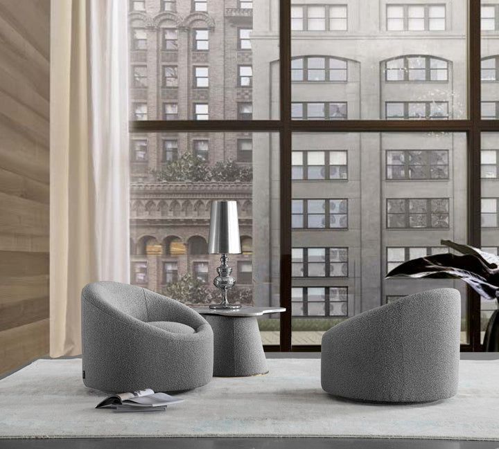 Modrest Frontier Glam Grey Fabric Accent Chair - MONAVILLA