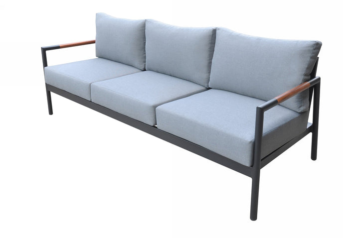 Divani Casa Kiowa Modern Outdoor Grey & Black Sofa Set - MONAVILLA