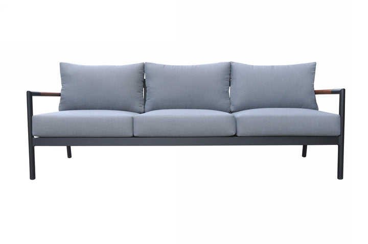 Divani Casa Kiowa Modern Outdoor Grey & Black Sofa Set - MONAVILLA