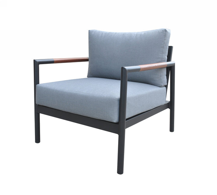Divani Casa Kiowa Modern Outdoor Grey & Black Sofa Set - MONAVILLA