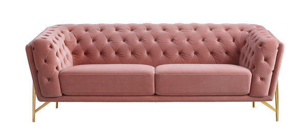Divani Casa Aiken Modern Salmon Velvet Sofa - MONAVILLA