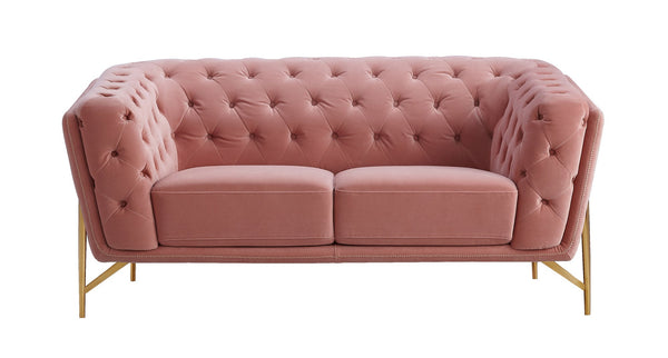 Divani Casa Aiken Modern Salmon Velvet Loveseat - MONAVILLA