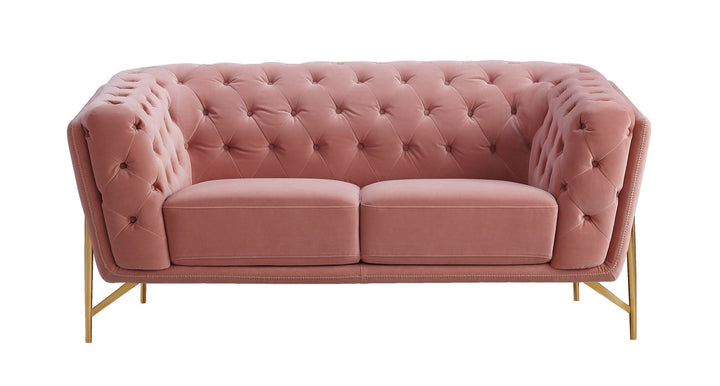 Divani Casa Aiken Modern Salmon Velvet Loveseat - MONAVILLA