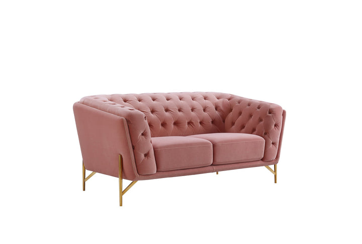 Divani Casa Aiken Modern Salmon Velvet Loveseat - MONAVILLA