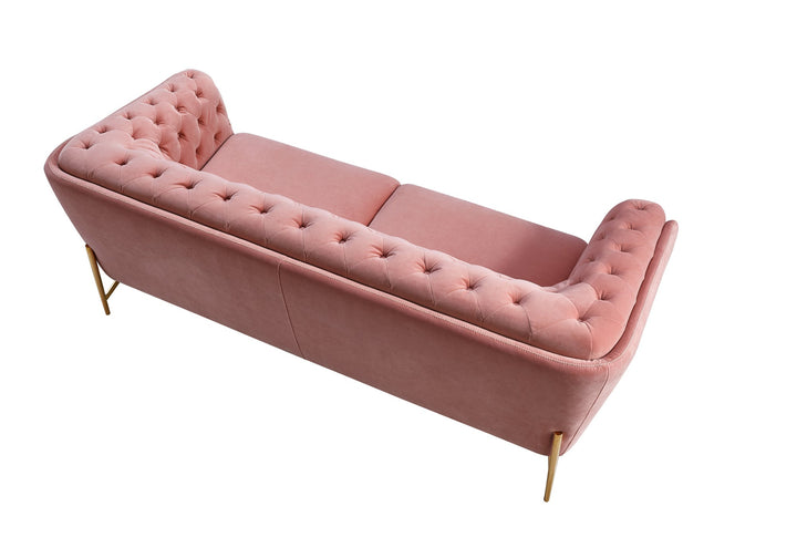 Divani Casa Aiken Modern Salmon Velvet Loveseat - MONAVILLA