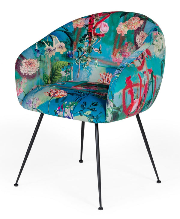 Modrest Roxann Contemporary Floral Velvet Dining Chair - MONAVILLA