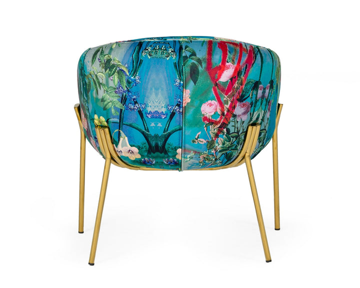 Modrest Falco Contemporary Floral Velvet and Gold Accent Chair - MONAVILLA