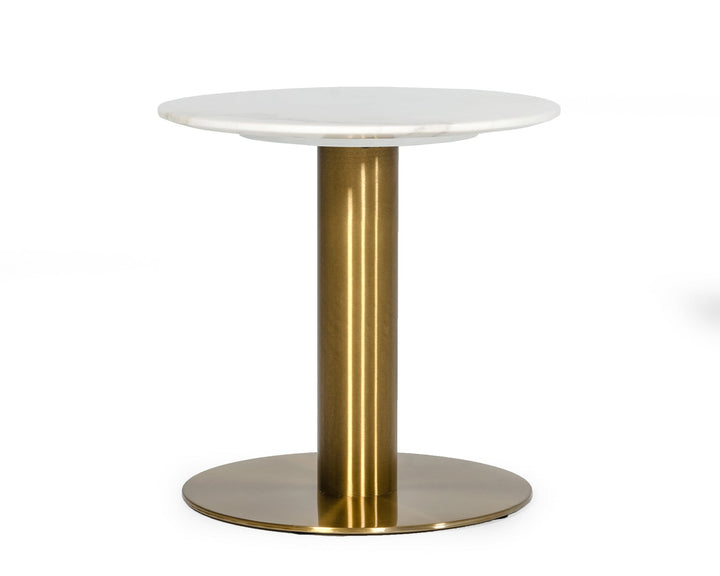 Modrest Fairway Glam White Marble and Brushed Gold End Table - MONAVILLA
