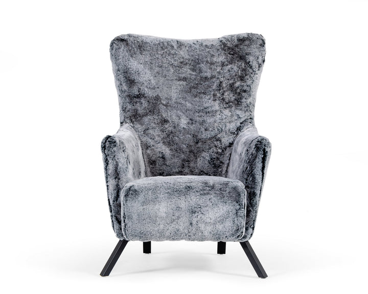 Modrest Findon Glam Grey Faux Fur Accent Chair - MONAVILLA