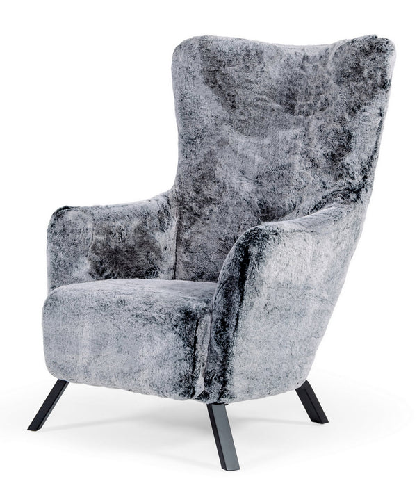 Modrest Findon Glam Grey Faux Fur Accent Chair - MONAVILLA