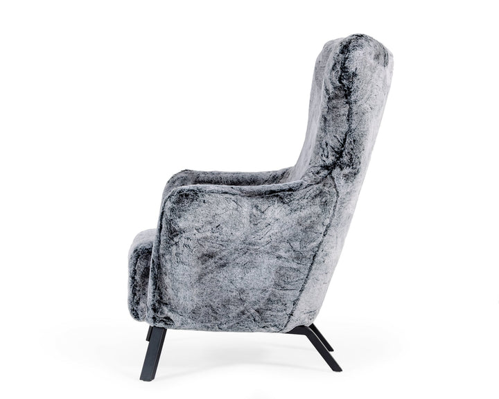 Modrest Findon Glam Grey Faux Fur Accent Chair - MONAVILLA