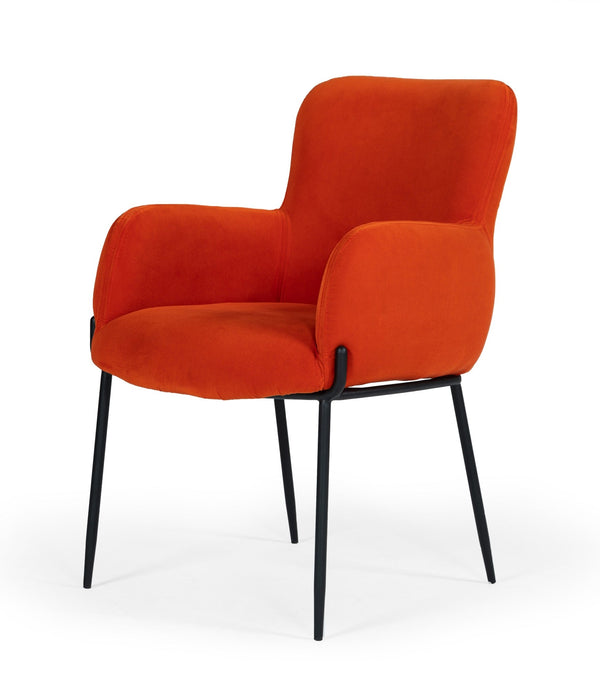 Modrest Frisco Mid Century Orange Velvet dining Chair - MONAVILLA