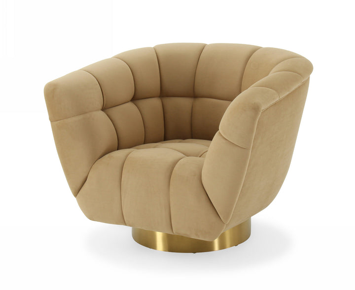 Divani Casa Granby Glam Mustard and Gold Fabric Chair - MONAVILLA