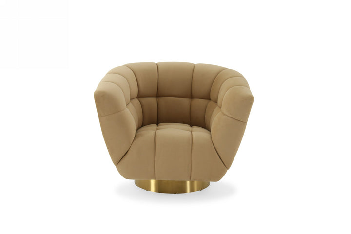 Divani Casa Granby Glam Mustard and Gold Fabric Chair - MONAVILLA