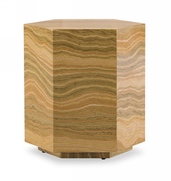 Modrest Lacuna Glam Amber and Gold Marble End Table - MONAVILLA