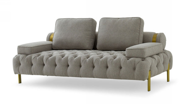 Divani Casa Ladera Glam Grey and Gold Fabric Loveseat - MONAVILLA