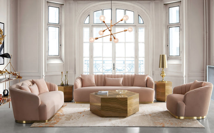 Modrest Lacuna Glam Amber and Gold Marble End Table - MONAVILLA