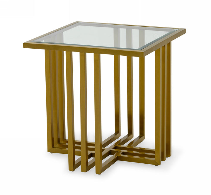 Modrest Kodiak Glam Clear Glass and Gold Glass End Table - MONAVILLA