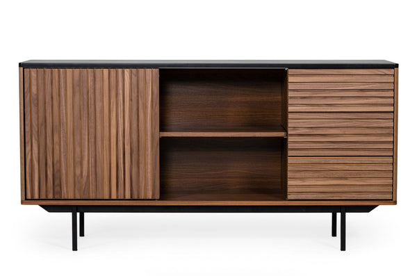 Modrest Maggie Modern Walnut and Grey Buffet - MONAVILLA