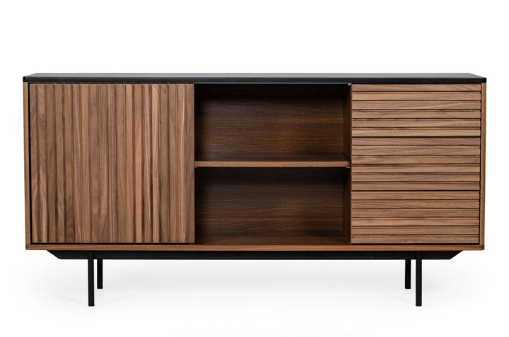 Modrest Maggie Modern Walnut and Grey Buffet - MONAVILLA