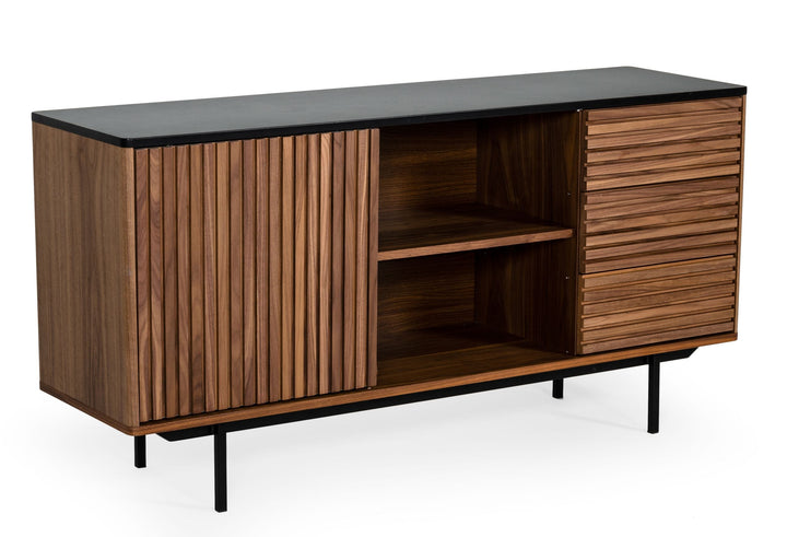 Modrest Maggie Modern Walnut and Grey Buffet - MONAVILLA