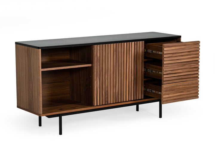 Modrest Maggie Modern Walnut and Grey Buffet - MONAVILLA