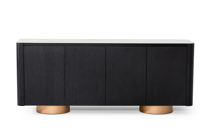 Modrest Peak Modern White Ceramic/Black Oak/Rosegold Buffet - MONAVILLA