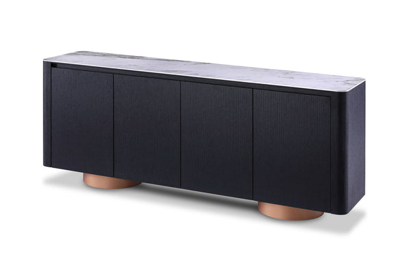 Modrest Peak Modern White Ceramic/Black Oak/Rosegold Buffet - MONAVILLA