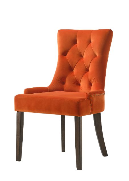 ACME Farren Orange Velvet & Espresso Finish Side Chair Model 77164 - MONAVILLA