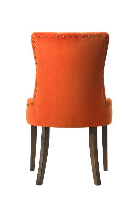 ACME Farren Orange Velvet & Espresso Finish Side Chair Model 77164 - MONAVILLA