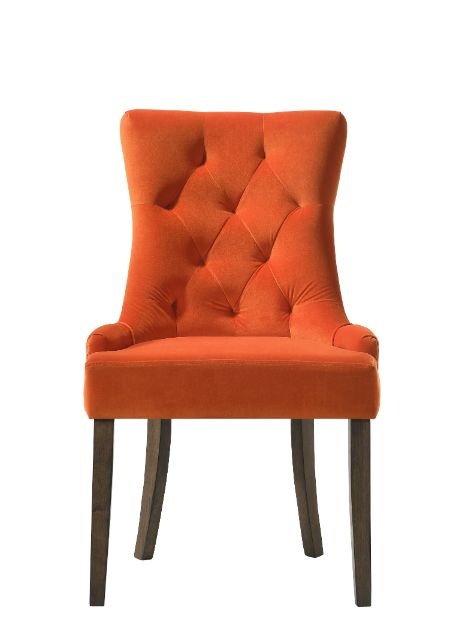 ACME Farren Orange Velvet & Espresso Finish Side Chair Model 77164 - MONAVILLA