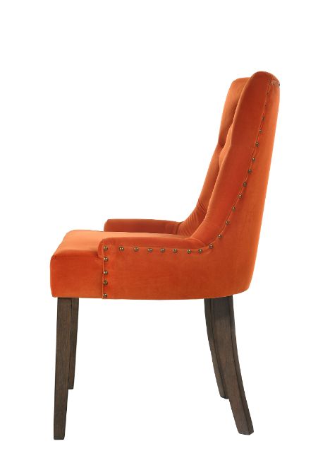 ACME Farren Orange Velvet & Espresso Finish Side Chair Model 77164 - MONAVILLA
