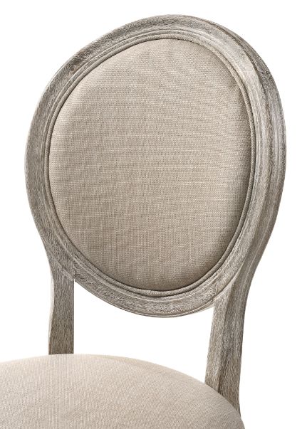 ACME Faustine Tan Fabric & Salvaged Light Oak Finish Side Chair Model 77187 - MONAVILLA