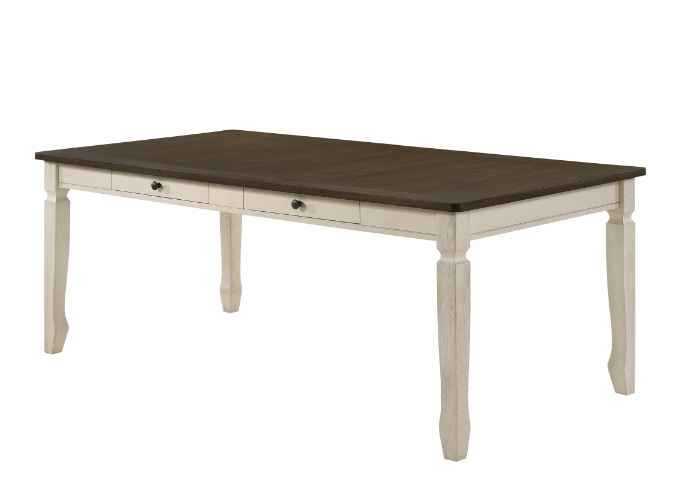 ACME Fedele Weathered Oak & Cream Finish Dining Table Model 77190 - MONAVILLA