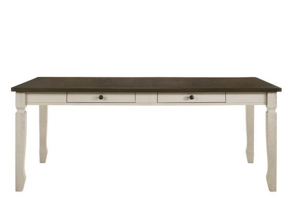 ACME Fedele Weathered Oak & Cream Finish Dining Table Model 77190 - MONAVILLA