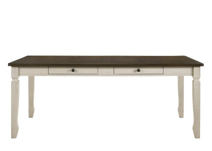 ACME Fedele Weathered Oak & Cream Finish Dining Table Model 77190 - MONAVILLA