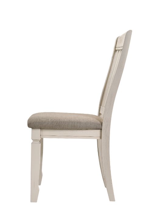 ACME Fedele Tan Fabric & Cream Finish Side Chair Model 77192 - MONAVILLA